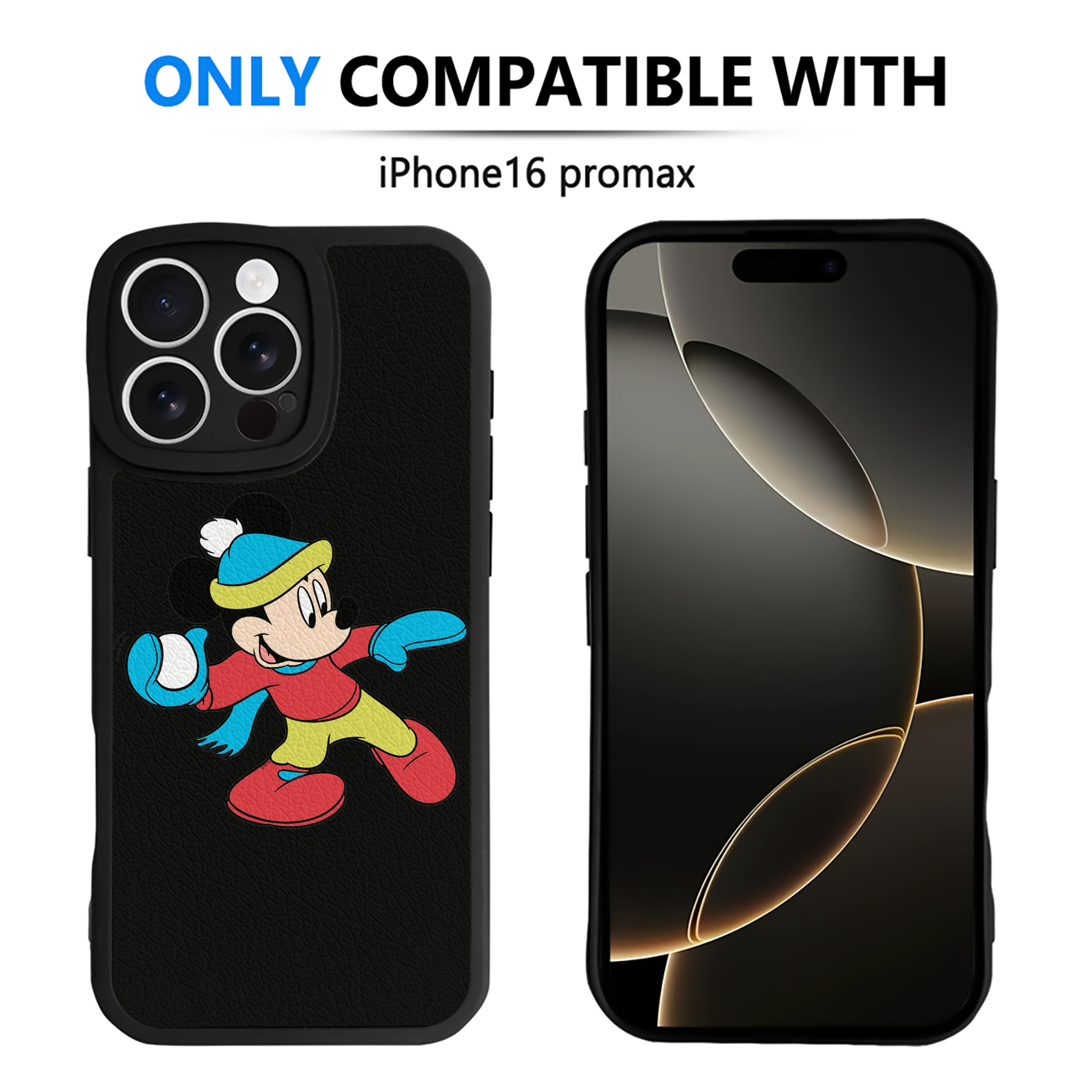 （画像用） ミッキーマウス Mickey Mouse 【iPhone 16シリーズ対応】シリコンスマホケース（レザー調） 材質：シリコン